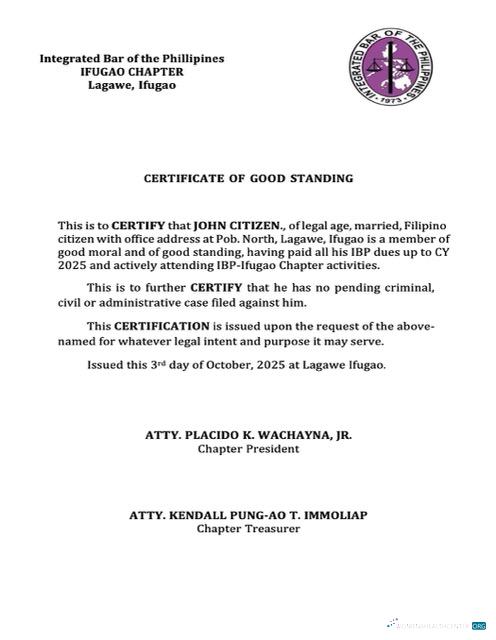 Philippines certificate of good standing Word and PDF template, version 7